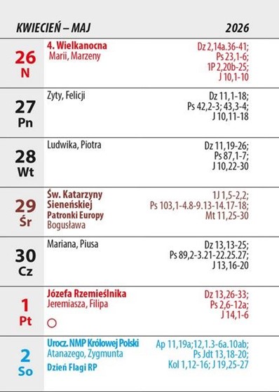 Kalendarz katolicki -A5 /żółty