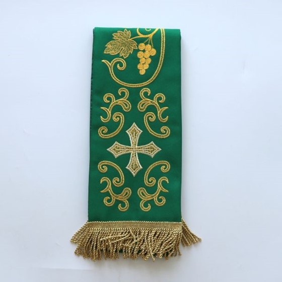 Stuła haftowana (K-234) Ornament /zielona