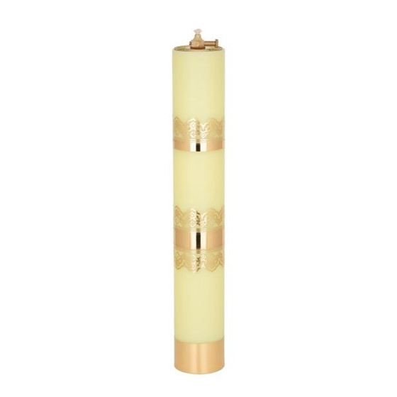 Świeca olejowa - wys. 40cm, śr.63mm /biała - złota