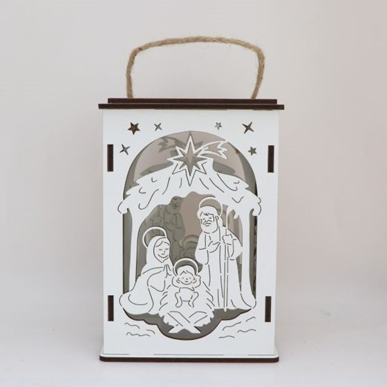 Lampion adwentowy - drewno /bateria (KW-LD2)