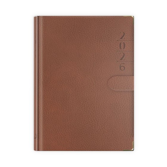 Terminarz Lux złocony z zapinką - brązowy (EP-B7)