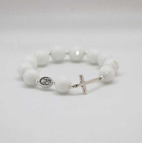 Bransoletka (PR-różaniec, 10) /agat biały faset