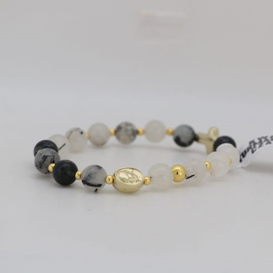 Bransoletka (KR-różaniec) / kwarc tulimanowy