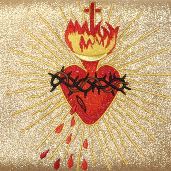 Welon haftowany - Serce Pana Jezusa (K-515) /złoty
