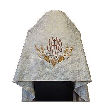 Welon haftowany - IHS + ornament (K-521) zielony