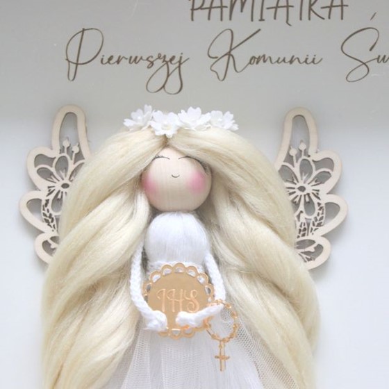Aniołek duży w ramce (AS-Pamiątka Komunii Św.-bl)