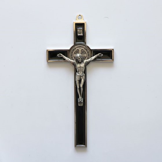 Krzyż wiszący - 19,5cm /srebrny (R-Św. B. czarny)