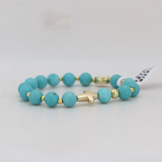 Bransoletka (KR-różaniec) / howlit syntet. nieb.