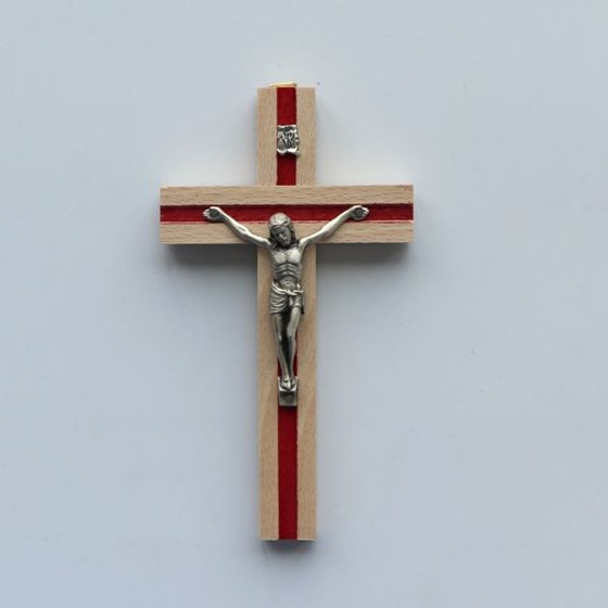Krzyż wiszący - 16cm /jasny (R-frezowany czerwony)