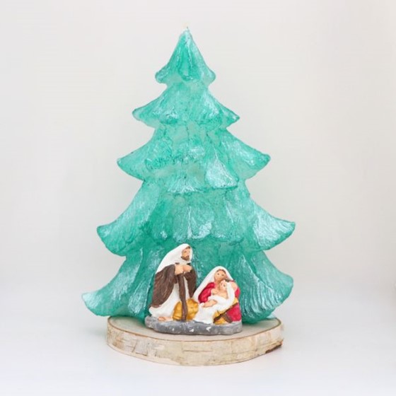 Świeca ze światłowodem /Choinka płaska