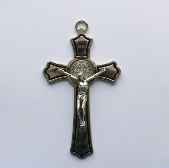 Krzyż wiszący - 20cm /srebrny (J-Św. B. czarny)