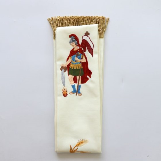 Stuła haftowana (K-217) Św. Florian -ecru