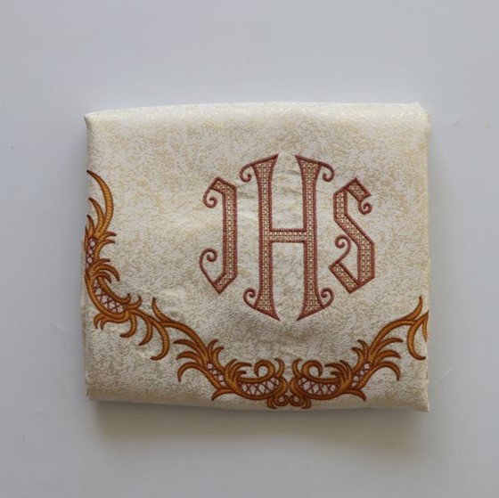 Welon haftowany - IHS (K-511) złota nitka