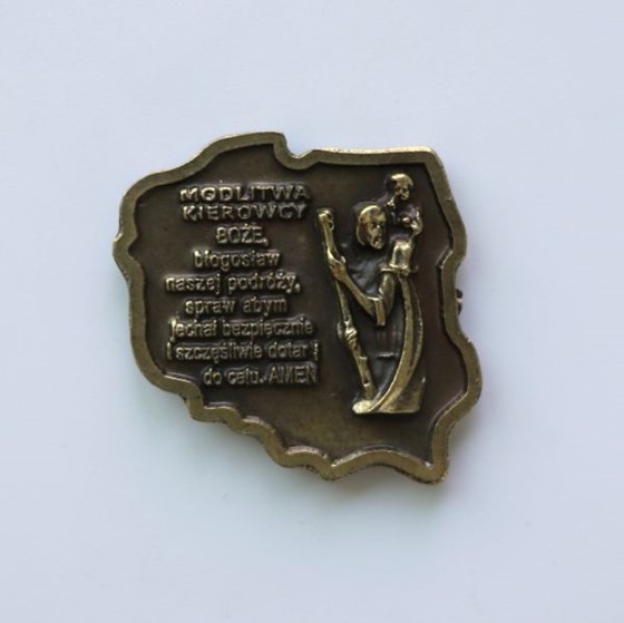 Plakietka metalowa (RYS-Polska) Święty Krzysztof