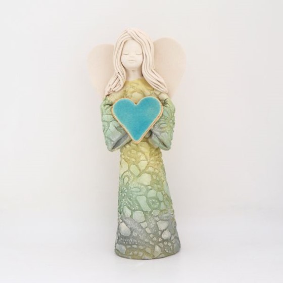 Anioł Dziewczynka z sercem - 20,5cm (KW) /zieleń 3