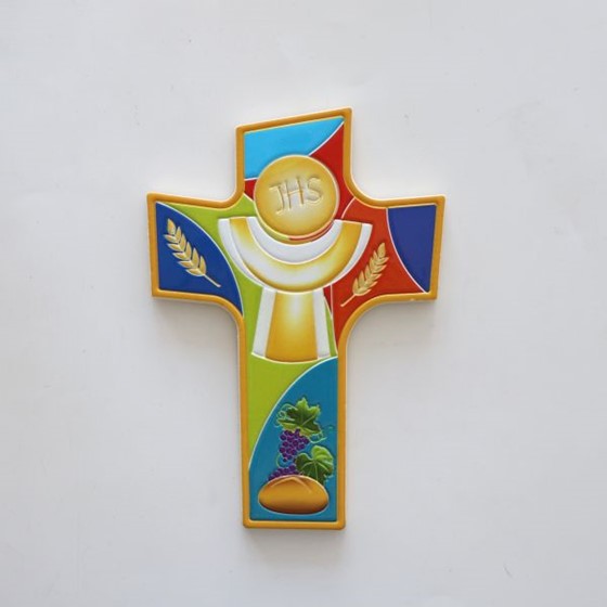 Krzyż wiszący - 14cm /ceramiczny (MG-Eucharystycz)