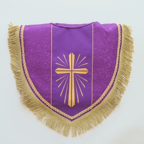 Kapa haftowana (K-823) /fioletowa - adamaszek