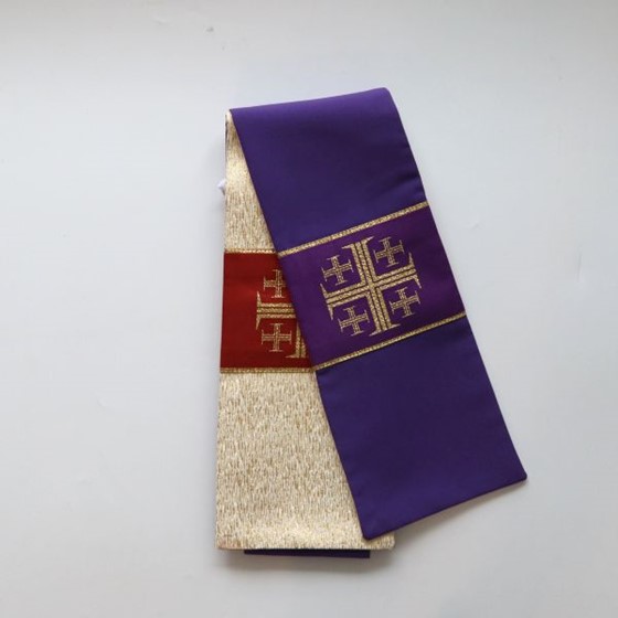 Stuła zwykła dwustronna (K) fioletowo - złota