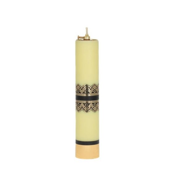Świeca olejowa - wys. 31cm, śr.63mm /żółta -czarna