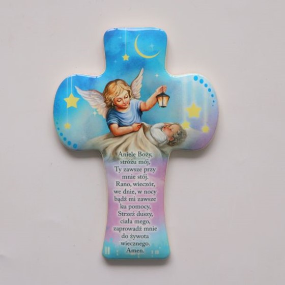 Krzyż wiszący - 14cm /ceramiczny (MG-Aniele Boże)