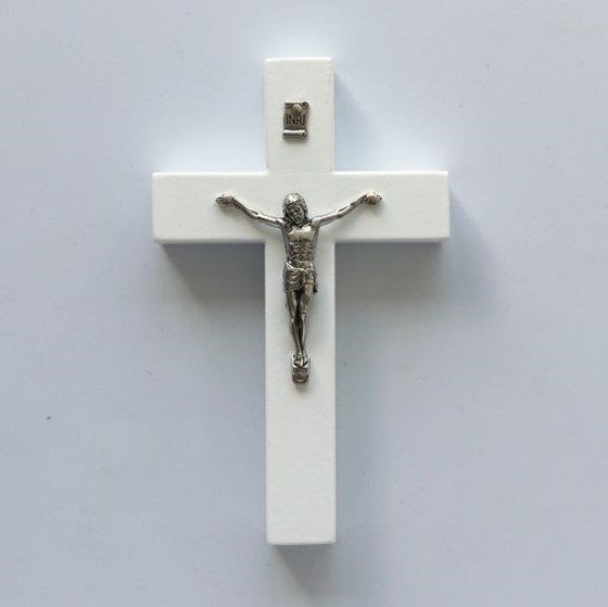 Krzyż wiszący - 14cm /biały (OB4)