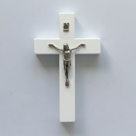 Krzyż wiszący - 14cm /drewniany (OB4-biały)