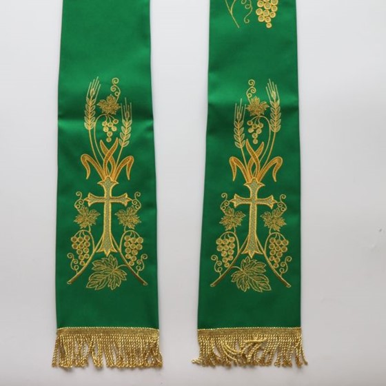 Stuła haftowana (K-196) Eucharystyczna /zielona