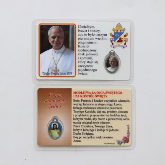 Papież Leon XIV - laminat + medalik (K-015)