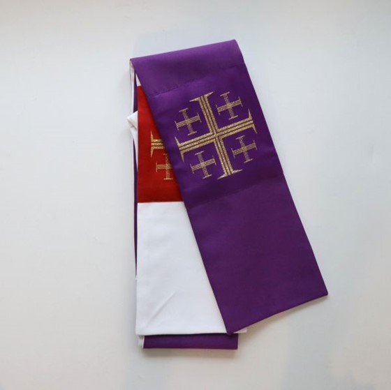 Stuła zwykła dwustronna (K) fioletowo - biała