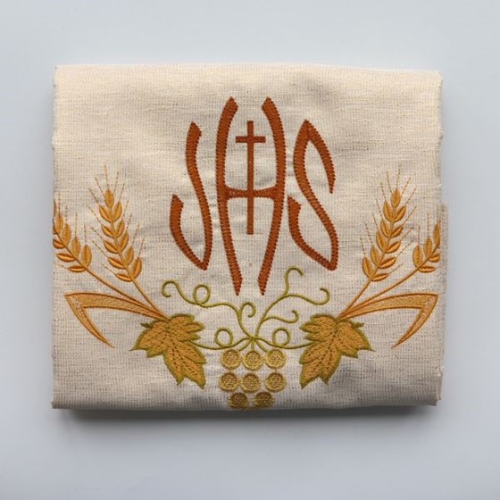 Welon haftowany - IHS + ornament (K-521) złoty