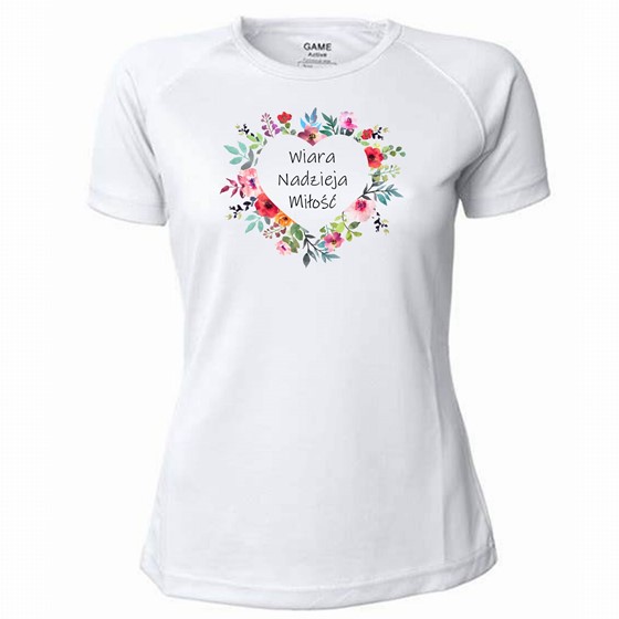 Koszulka damska /biała - Wiara, Nadzieja, Miłość