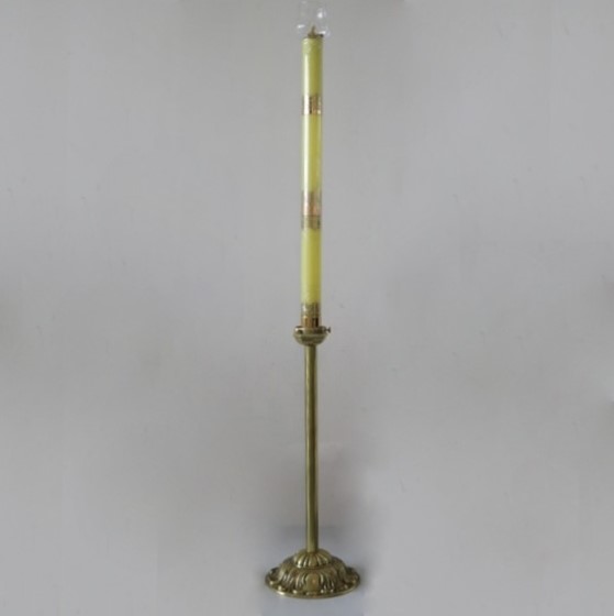 Lichtarz mosiężny pojedynczy ze świecą - 117cm /OB