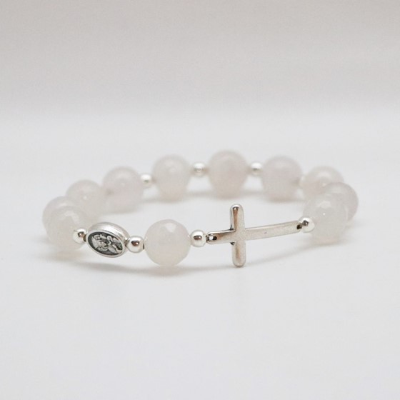 Bransoletka (PR-różaniec, 10) /chalcedon biały