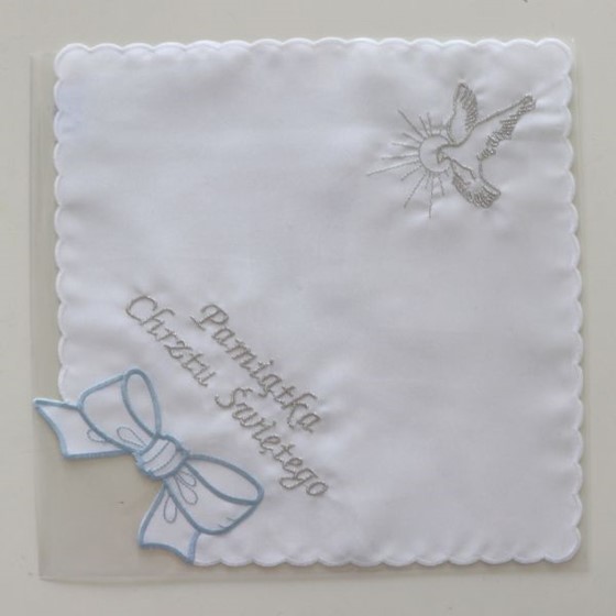 Szatka do chrztu - kwadratowa /Ptak N /kokarda
