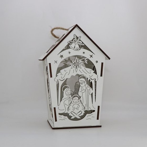 Lampion adwentowy - drewno /bateria (KW-LD1)
