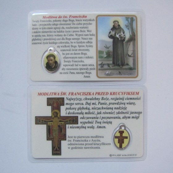 Święty Franciszek - laminat + medalik (K-020)