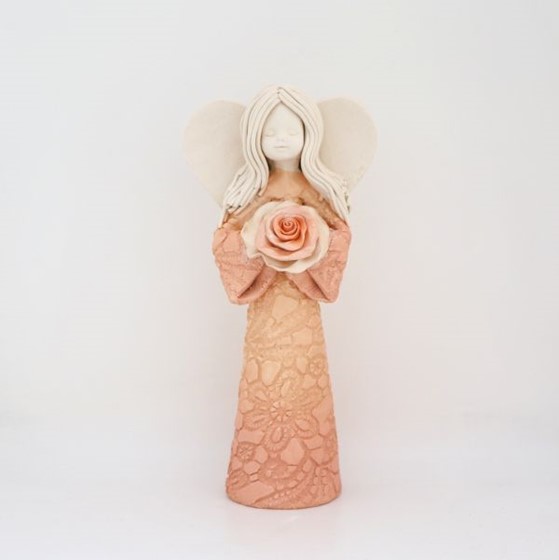 Anioł Dziewczynka z kwiatkiem - 20,5cm (KW) /pom.2