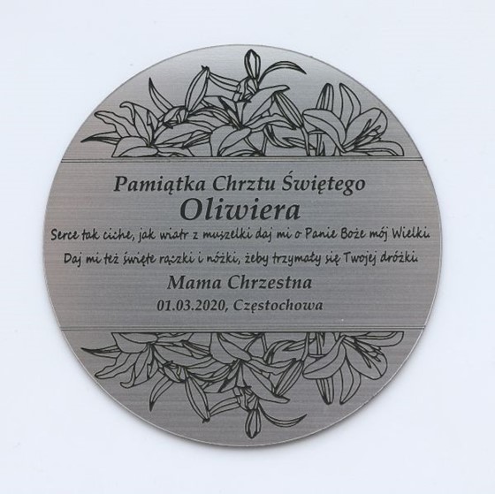 Plakietka grawerowana - śr. 7,5cm personalizowana