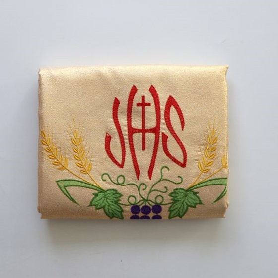 Welon haftowany - IHS + ornament (K-521) kolorowy