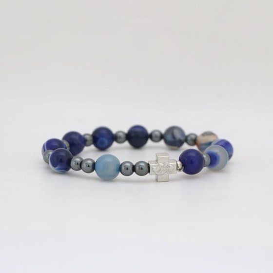 Bransoletka (ROS-różaniec) /agat niebieski