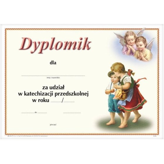 Dyplom ukończenia katechezy - Przedszkole (K-020)