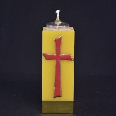 Świeca olejowa - wys. 20cm, śr.75mm /Krzyż czerwony (WEB-E14)