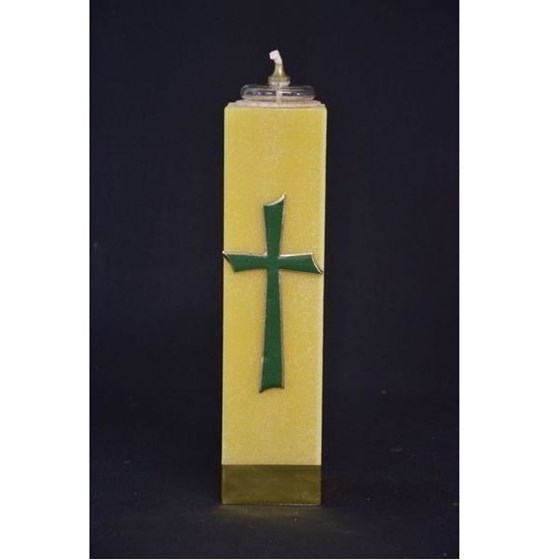 Świeca olejowa - wys. 30cm, śr.75mm /Krzyż zielony (WEB-213)