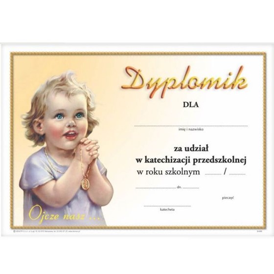 Dyplom ukończenia katechezy - Przedszkole (K-005)