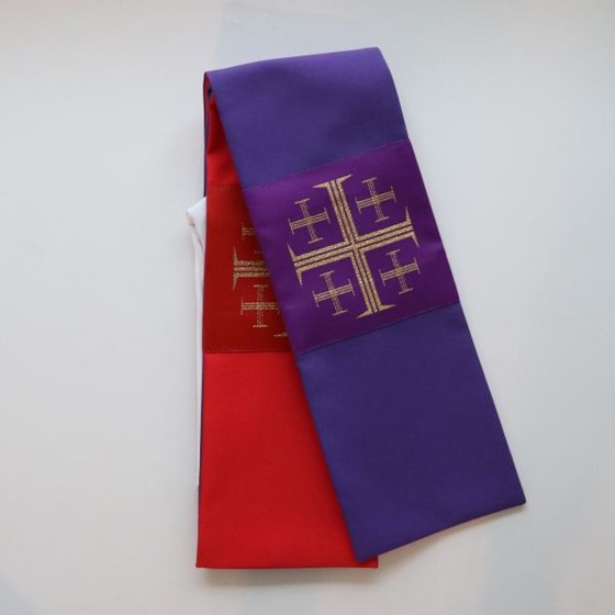 Stuła zwykła dwustronna (K) fioletowo - czerwona