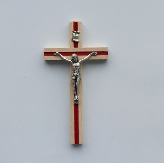 Krzyż wiszący - 21cm /drewniany (R-frez czerwony)