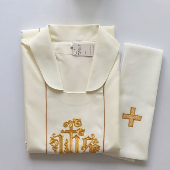 Ornat haftowany (K) ecru - zwykły