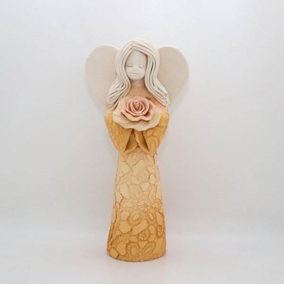 Anioł Dziewczynka z kwiatkiem - 20,5cm (KW) /pomar