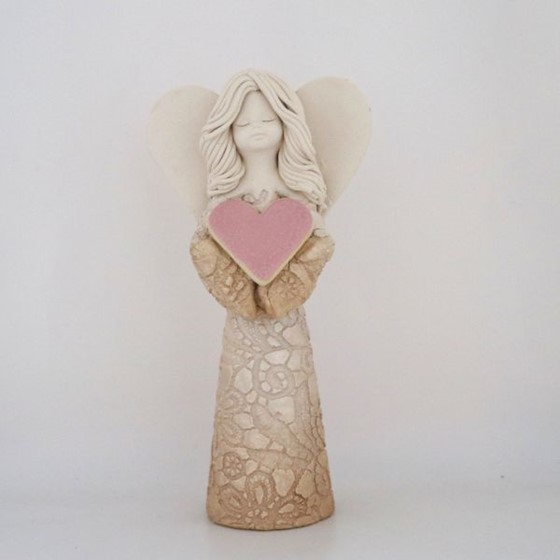 Anioł Dziewczynka z sercem - 20,5cm (KW) /zieleń