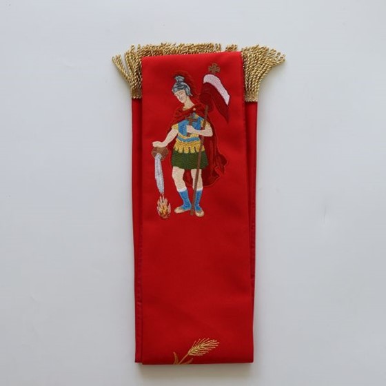 Stuła haftowana (K-217) Św. Florian -czerwona